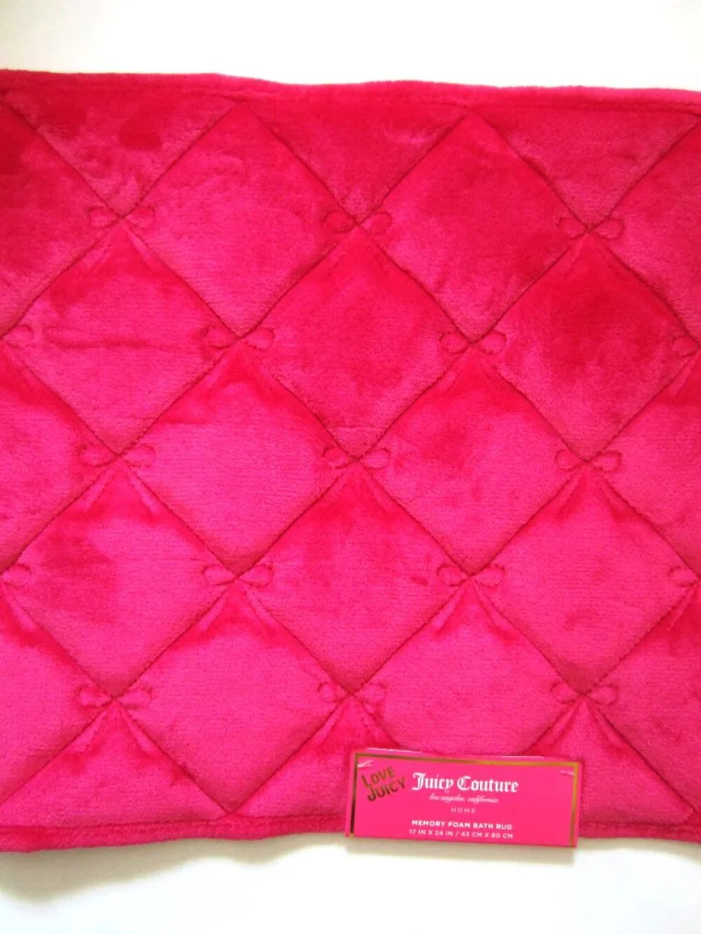 Juicy Couture Hot Pink Bow Memory Foam Bath Rug